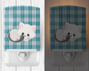 White Kitten Ceramic Night Light Compact, UL-Certified, Ideal for Bedroom, Bathroom, Nursery, Hallway, Kitchen, 6x4x3, Multicolor