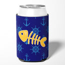 Fish Bones Can or Bottle Hugger Cooler Sleeve for Standard 12 oz Cans, Insulated Foam Beer & Soda Can Hugger Reusable
