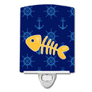 Fish Bones Ceramic Night Light Compact, UL-Certified, Ideal for Bedroom, Bathroom, Nursery, Hallway, Kitchen, 6x4x3, Multicolor