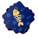 Fish Bones Foam Coasters Set of 4 Cup Coasters for Indoor Outdoor, Tabletop Protection, Anti Slip, Mouse pad Material