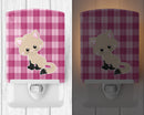 Kitten Cat on Pink Ceramic Night Light Compact, UL-Certified, Ideal for Bedroom, Bathroom, Nursery, Hallway, Kitchen, 6x4x3, Multicolor