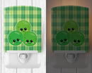 Three Peas Ceramic Night Light Compact, UL-Certified, Ideal for Bedroom, Bathroom, Nursery, Hallway, Kitchen, 6x4x3, Multicolor