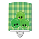 Three Peas Ceramic Night Light Compact, UL-Certified, Ideal for Bedroom, Bathroom, Nursery, Hallway, Kitchen, 6x4x3, Multicolor