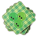 Three Peas Foam Coasters Set of 4 Cup Coasters for Indoor Outdoor, Tabletop Protection, Anti Slip, Mouse pad Material