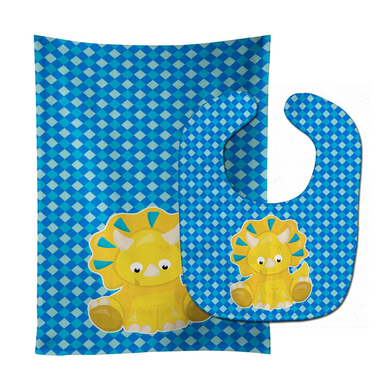 Triceratops Dinosaur Baby Bib & Burp Cloth BB6894STBU