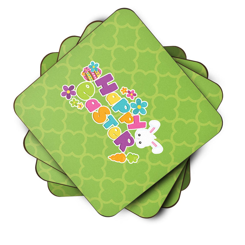 Happy Easter Green Quatrafoil Foam Coaster Set of 4 BB6900FC