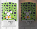 Easter Polkadot Rabbit Ceramic Night Light Compact, UL-Certified, Ideal for Bedroom, Bathroom, Nursery, Hallway, Kitchen, 6x4x3, Multicolor
