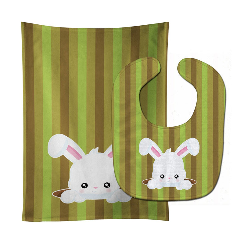 Easter Rabbit Hole Baby Bib & Burp Cloth BB6904STBU