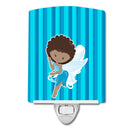Fairy Blue Stripes Ceramic Night Light Compact, UL-Certified, Ideal for Bedroom, Bathroom, Nursery, Hallway, Kitchen, 6x4x3, Multicolor
