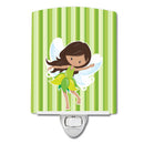 Fairy Green Stripes Ceramic Night Light Compact, UL-Certified, Ideal for Bedroom, Bathroom, Nursery, Hallway, Kitchen, 6x4x3, Multicolor