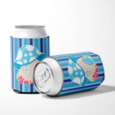 Fairy House Blue Stripes Can or Bottle Hugger Cooler Sleeve for Standard 12 oz Cans, Insulated Foam Beer & Soda Can Hugger Reusable