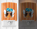 Fairy Orange Stripes Ceramic Night Light Compact, UL-Certified, Ideal for Bedroom, Bathroom, Nursery, Hallway, Kitchen, 6x4x3, Multicolor