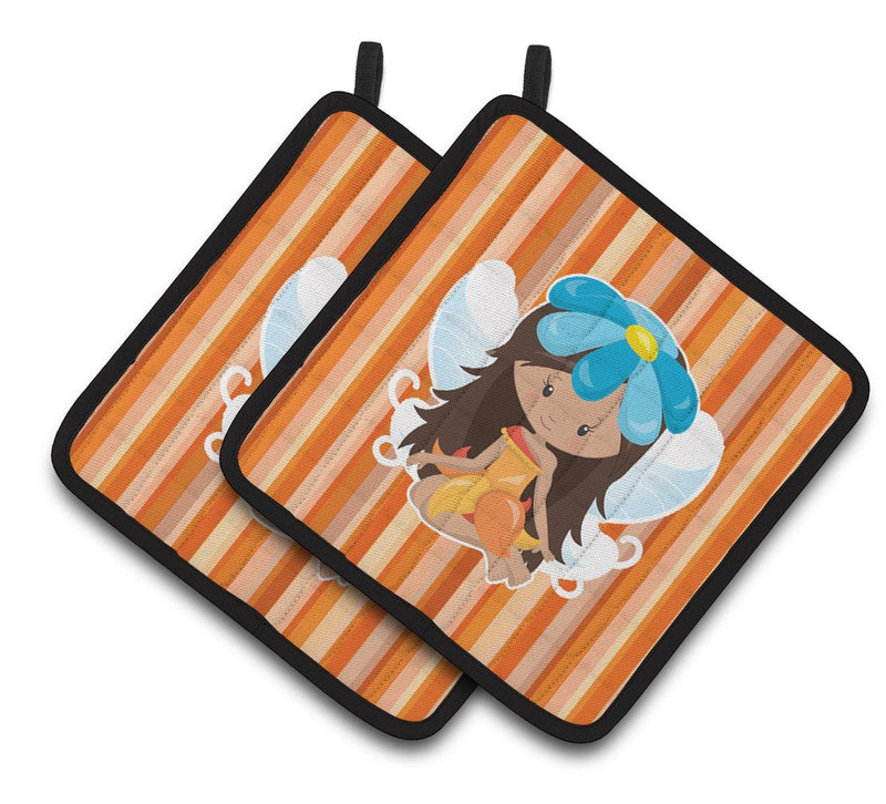 Fairy Orange Stripes Pair of Pot Holders BB6913PTHD