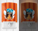 Fairy Orange Stripes Ceramic Night Light Compact, UL-Certified, Ideal for Bedroom, Bathroom, Nursery, Hallway, Kitchen, 6x4x3, Multicolor