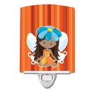 Fairy Orange Stripes Ceramic Night Light Compact, UL-Certified, Ideal for Bedroom, Bathroom, Nursery, Hallway, Kitchen, 6x4x3, Multicolor