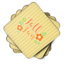 Fall Fun Stripes Foam Coasters Set of 4 Cup Coasters for Indoor Outdoor, Tabletop Protection, Anti Slip, Mouse pad Material