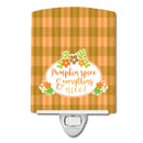 Fall Pumpkin Spice and Everything Ceramic Night Light Compact, UL-Certified, Ideal for Bedroom, Bathroom, Nursery, Hallway, Kitchen, 6x4x3, Multicolor