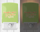 Fall Pumpkin Spice Green Stripe Ceramic Night Light Compact, UL-Certified, Ideal for Bedroom, Bathroom, Nursery, Hallway, Kitchen, 6x4x3, Multicolor