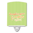 Fall Pumpkin Spice Green Stripe Ceramic Night Light Compact, UL-Certified, Ideal for Bedroom, Bathroom, Nursery, Hallway, Kitchen, 6x4x3, Multicolor