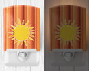 Sun with Stripes Ceramic Night Light Compact, UL-Certified, Ideal for Bedroom, Bathroom, Nursery, Hallway, Kitchen, 6x4x3, Multicolor