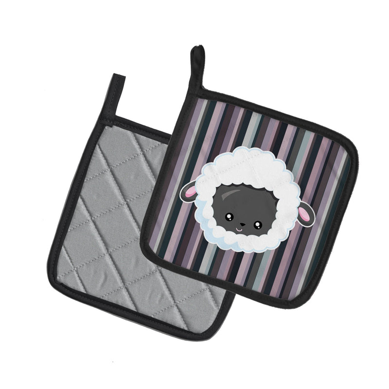 Black Sheep Lamb Face Pot Holders - Set of 2 - Heat-Resistant Kitchen Essentials BB6931PTHD
