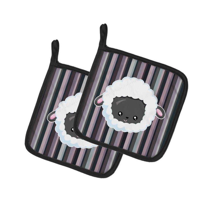 Black Sheep Lamb Face Pot Holders - Set of 2 - Heat-Resistant Kitchen Essentials BB6931PTHD