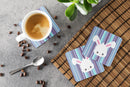 Rabbit Face Foam Coasters Set of 4 Cup Coasters for Indoor Outdoor, Tabletop Protection, Anti Slip, Mouse pad Material