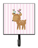 Deer in Pink Stripes Leash or Key Holder Wall Hooks, Key Hooks Holder, Coat Rack Wall Mount, Coat Hooks, Hooks for Hanging Keys, Towels, Aprons, Leashes