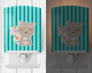 Flowered Squirrel Ceramic Night Light Compact, UL-Certified, Ideal for Bedroom, Bathroom, Nursery, Hallway, Kitchen, 6x4x3, Multicolor