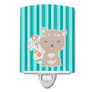 Flowered Squirrel Ceramic Night Light Compact, UL-Certified, Ideal for Bedroom, Bathroom, Nursery, Hallway, Kitchen, 6x4x3, Multicolor