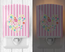 Flowered Heart Ceramic Night Light Compact, UL-Certified, Ideal for Bedroom, Bathroom, Nursery, Hallway, Kitchen, 6x4x3, Multicolor