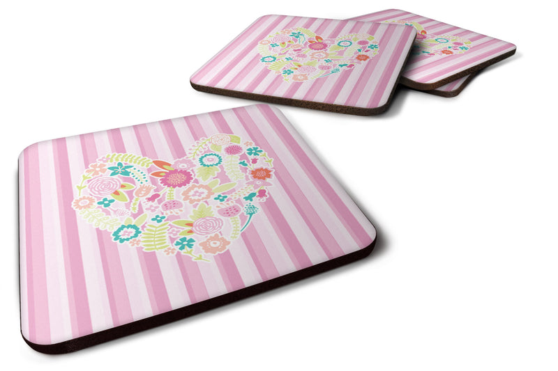 Flowered Heart Foam Coaster Set of 4 BB6937FC