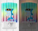 Cool Kat Shark Ceramic Night Light Compact, UL-Certified, Ideal for Bedroom, Bathroom, Nursery, Hallway, Kitchen, 6x4x3, Multicolor