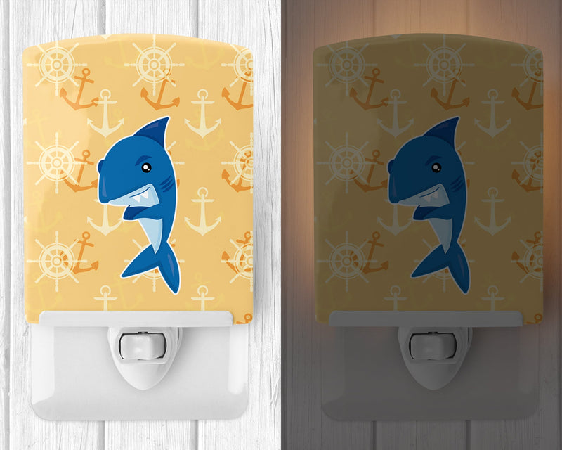 Shark on Beige Nautical Ceramic Night Light BB6946CNL