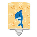 Shark on Beige Nautical Ceramic Night Light Compact, UL-Certified, Ideal for Bedroom, Bathroom, Nursery, Hallway, Kitchen, 6x4x3, Multicolor