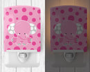 Elephant with Pink Polkadots Ceramic Night Light Compact, UL-Certified, Ideal for Bedroom, Bathroom, Nursery, Hallway, Kitchen, 6x4x3, Multicolor