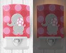 Elephant Big Polkadots Ceramic Night Light Compact, UL-Certified, Ideal for Bedroom, Bathroom, Nursery, Hallway, Kitchen, 6x4x3, Multicolor