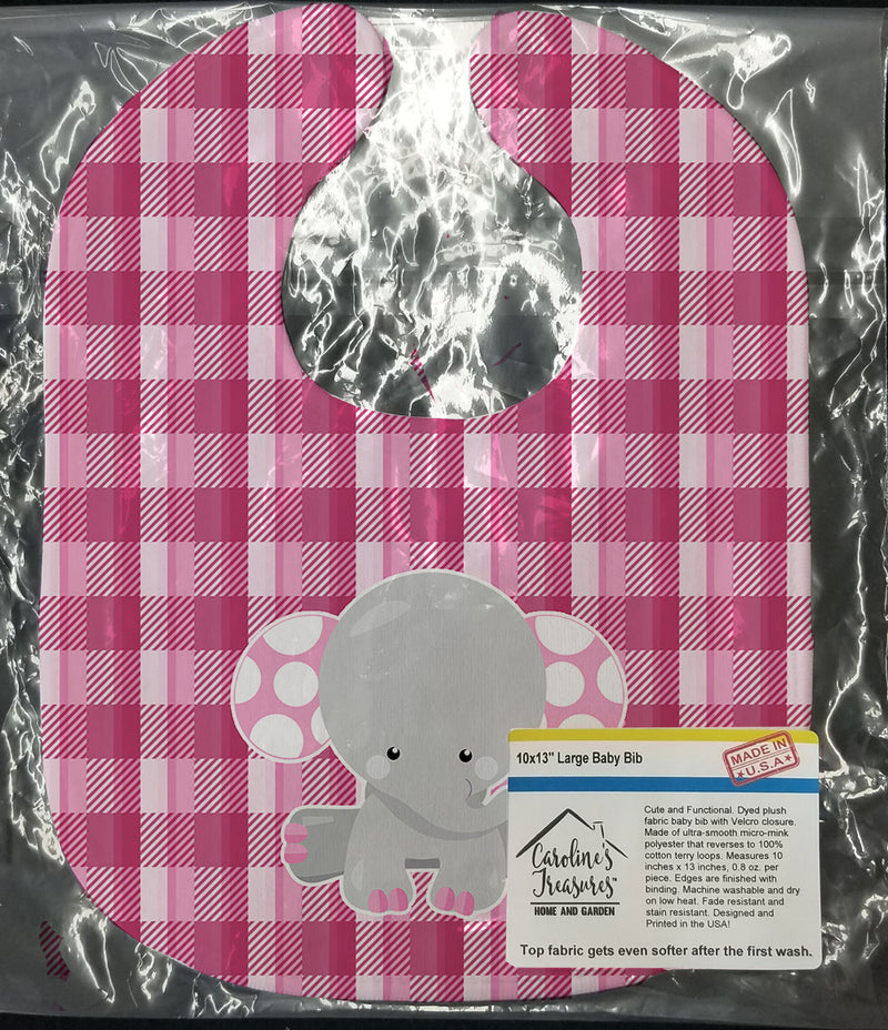 Elephant Pink Gingham Baby Bib BB6952BIB