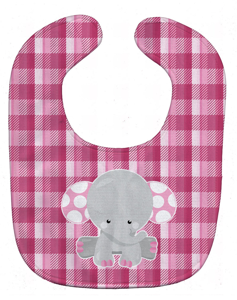 Elephant Pink Gingham Baby Bib BB6952BIB