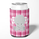 Elephant Pink Gingham Can or Bottle Hugger Cooler Sleeve for Standard 12 oz Cans, Insulated Foam Beer & Soda Can Hugger Reusable