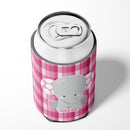Elephant Pink Gingham Can or Bottle Hugger Cooler Sleeve for Standard 12 oz Cans, Insulated Foam Beer & Soda Can Hugger Reusable