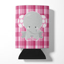 Elephant Pink Gingham Can or Bottle Hugger Cooler Sleeve for Standard 12 oz Cans, Insulated Foam Beer & Soda Can Hugger Reusable