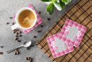 Elephant Pink Gingham Foam Coasters Set of 4 Cup Coasters for Indoor Outdoor, Tabletop Protection, Anti Slip, Mouse pad Material