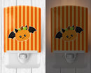 Halloween Pumpkin Bat Ceramic Night Light Compact, UL-Certified, Ideal for Bedroom, Bathroom, Nursery, Hallway, Kitchen, 6x4x3, Multicolor