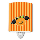 Halloween Pumpkin Bat Ceramic Night Light Compact, UL-Certified, Ideal for Bedroom, Bathroom, Nursery, Hallway, Kitchen, 6x4x3, Multicolor