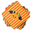 Halloween Pumpkin Bat Foam Coasters Set of 4 Cup Coasters for Indoor Outdoor, Tabletop Protection, Anti Slip, Mouse pad Material