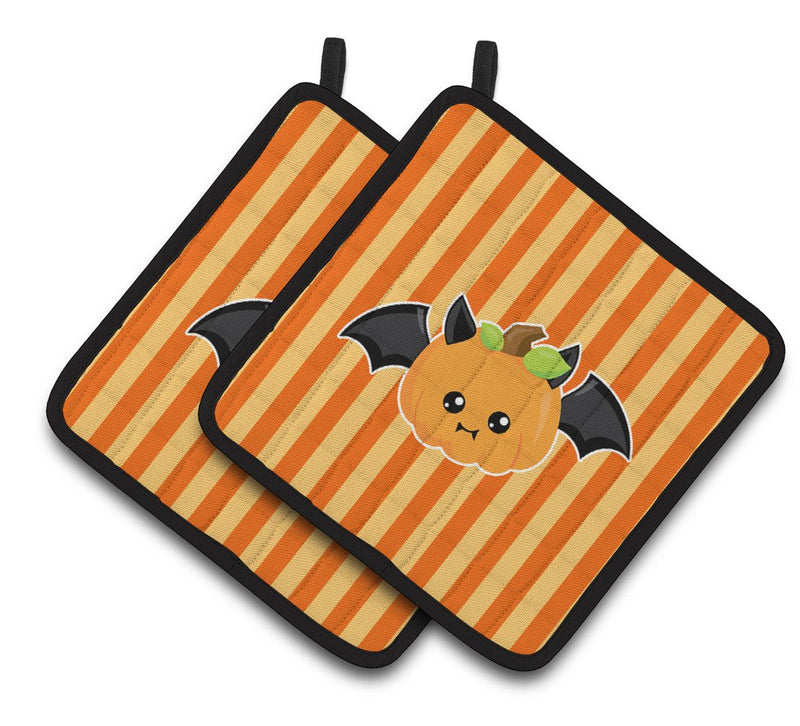 Halloween Pumpkin Bat Pair of Pot Holders BB6959PTHD