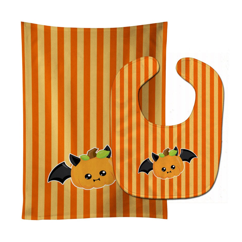 Halloween Pumpkin Bat Baby Bib & Burp Cloth BB6959STBU