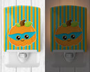 Halloween Pumpkin Superhero Ceramic Night Light Compact, UL-Certified, Ideal for Bedroom, Bathroom, Nursery, Hallway, Kitchen, 6x4x3, Multicolor