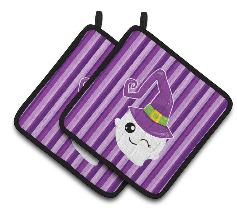 Halloween Ghost Witch Pair of Pot Holders BB6966PTHD